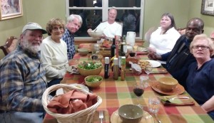 Friday evening dinner with Wally, Susan, Peter, David, Kirsten, Maurice and Mary